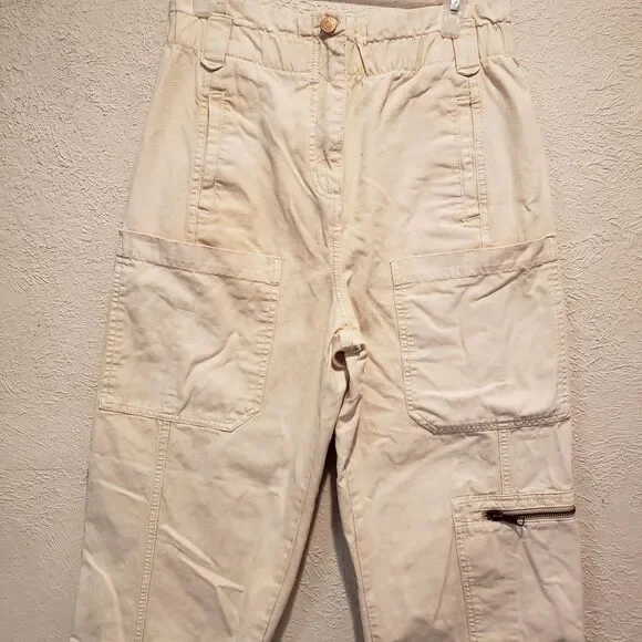 BDG Urban Outfitters Jean Joggers Womens Size S-P Cream Retro 90s Cargo Pocket - Picture 3 of 12